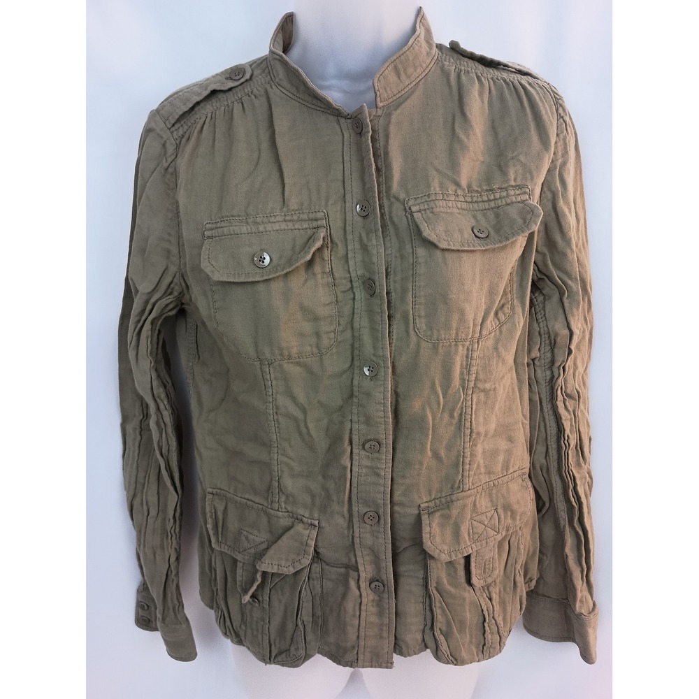 Banana‎ republic utility green casual cotton pockets M jacket snap button